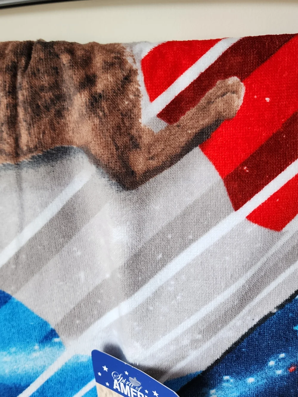 Patriotic Cat Rocket Beach Towel - Blue Red White